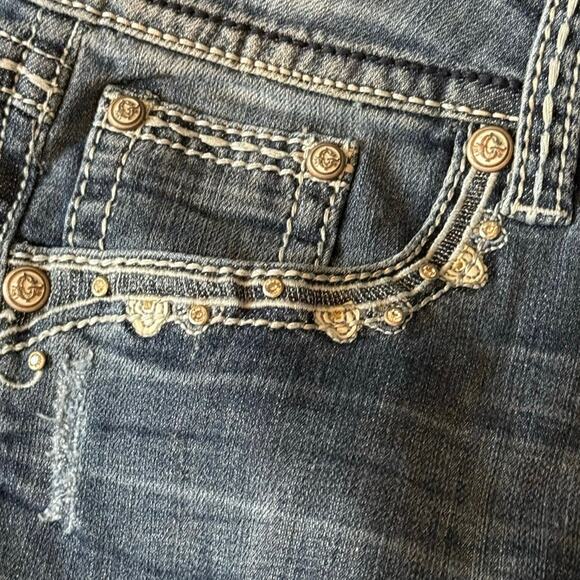 Grace in LA Embellished Straight Leg Jeans  Denim Bejeweled Pockets Size 29 - Picture 8 of 12